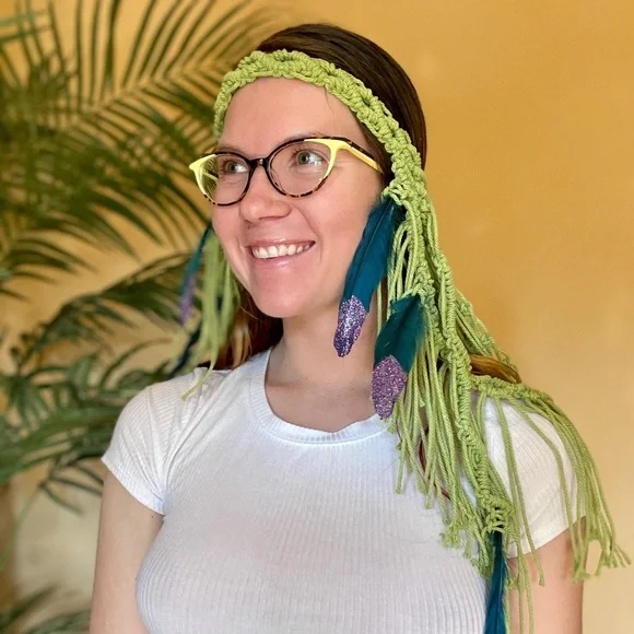 Handmade Macrame Crochet Tribal Headpiece display picture 1